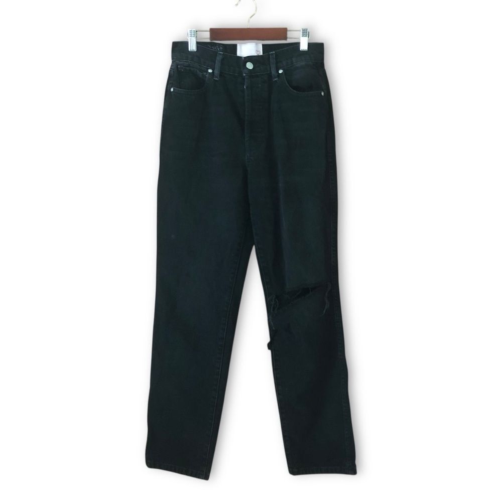 Revice Denim Black High Waisted Button Fly Distressed Jeans Size 27 Neutral